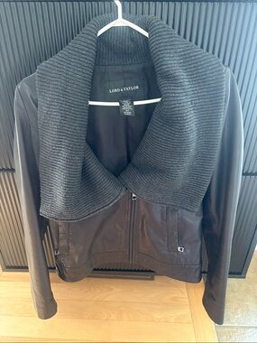 Lord & Taylor Leather Jacket with Shawl Collar